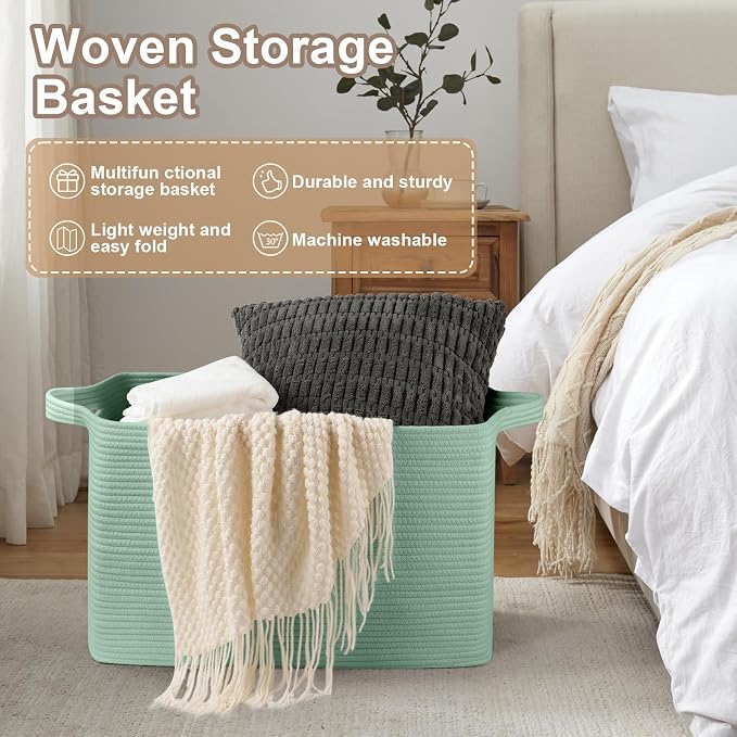 OIASKET 95L Extra Large Blanket Basket, Rectangle Nursery Blanket Storage - Image 7
