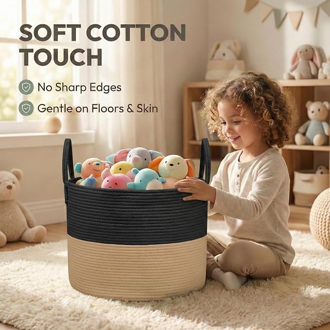 JMvicyroam 115L Extra Large Machine Washable Cotton Rope Blanket Basket | - Image 4
