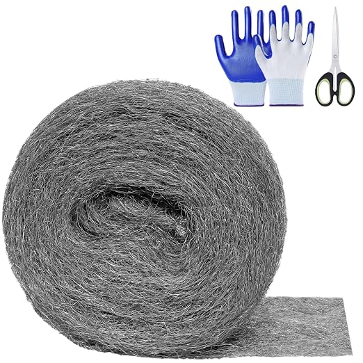 Steel Wool Mice Control, #4 Coarse Steel Wool 65Ft, Mouse Hole Filler DIY Kit by Lipulacer