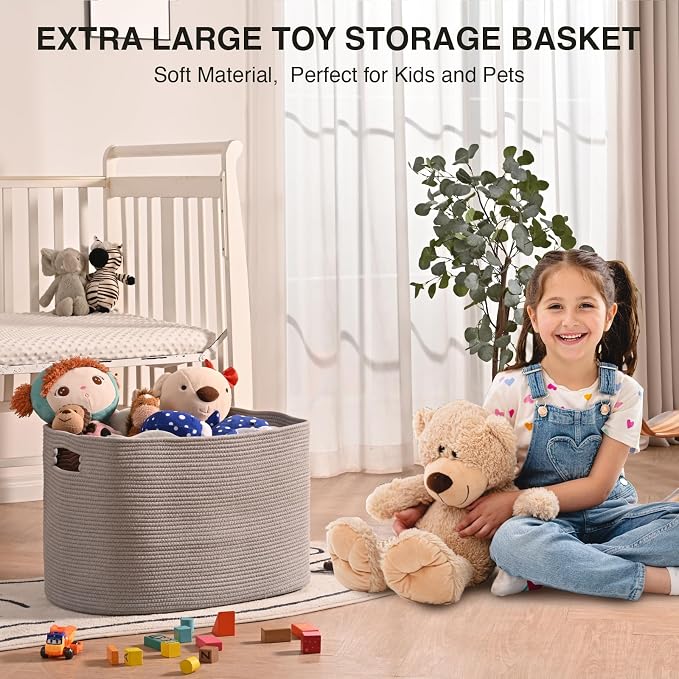 ICERZCZ Large Grey Storage Basket, Blanket Baskets - Image 5