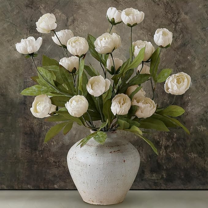 12 Pcs 27" Faux Silk Peony Artificial Flowers Stems by VIERENA