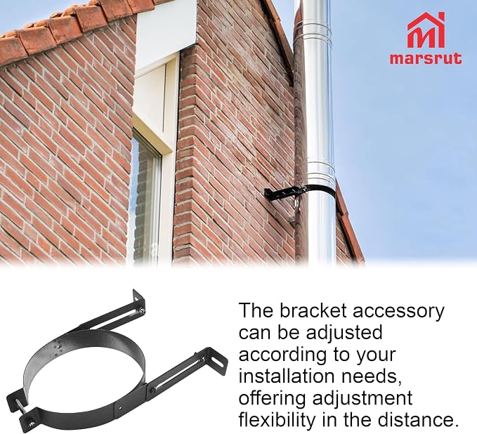 2Pcs 6 Inch Chimney Pipe Support Bracket, Adjustable Stainless Steel Vent Wall - Image 6