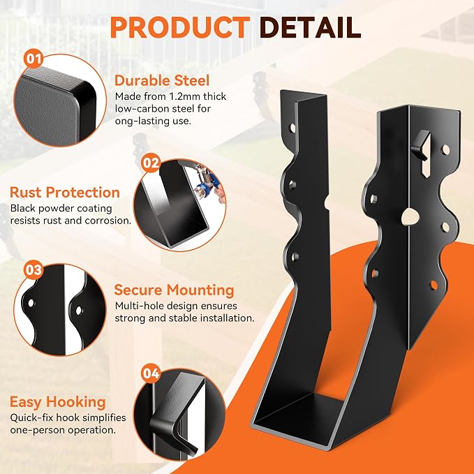 50 Pcs Black 2x6 Joist Hanger, LU26 18 Gauge Double Shear Face Mount Joist - Image 3