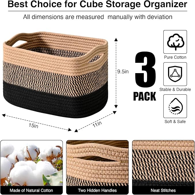 ICERZCZ Storage Baskets for Organizing Shelves, Decorative Baskets for Storage - Image 3
