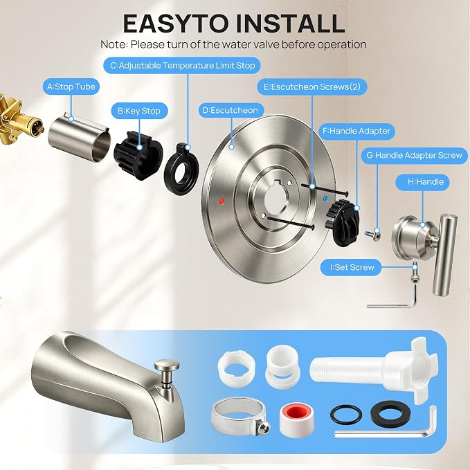 T2901 Shower Trim Kit with Tub Spout, Compatible with Moen Gibson Posi-Temp - Image 4