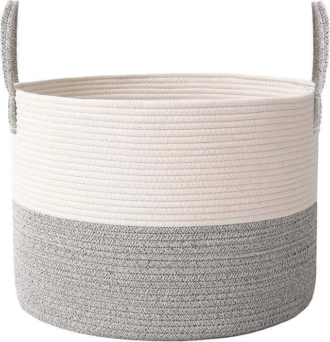 JMvicyroam 65L Extra Large Machine Washable Cotton Rope Blanket Basket | by JMvicyroam
