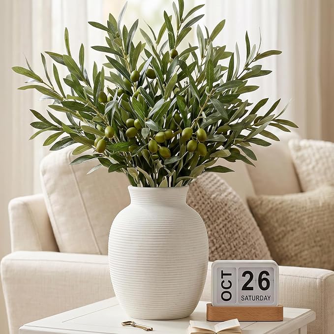 White Ceramic Vase for Flowers, 8in Waterproof Pottery Ceramic Vases | Flower - Image 5