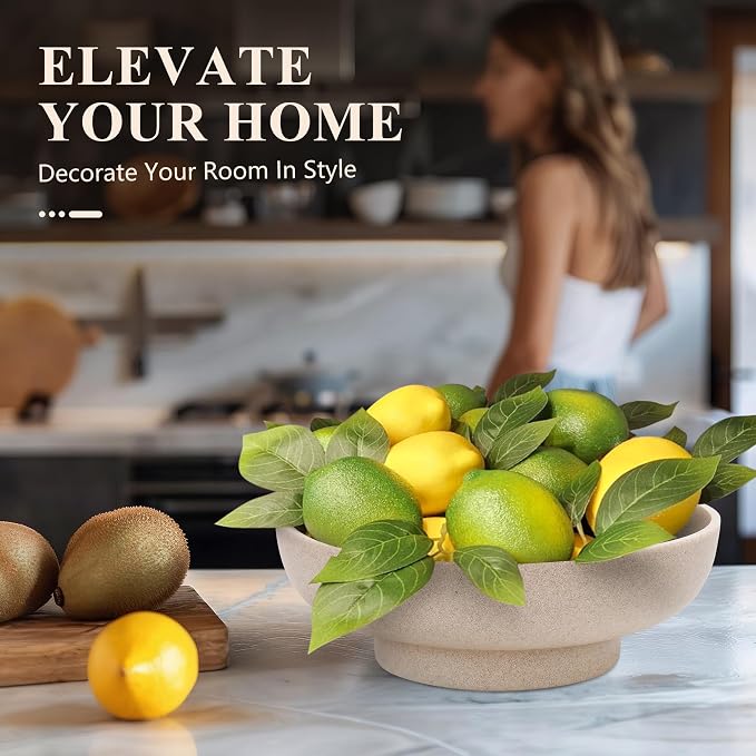 Decorative Resin Bowl, Large Fruit Bowl, Artificial Stone Beige | Perfect - Image 3