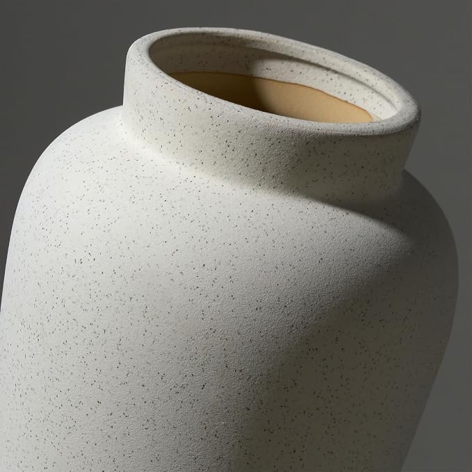 9.5 Inch Ceramic Flower Vase, Modern Farmhouse Rustic Home Decor, Dining Table - Image 3