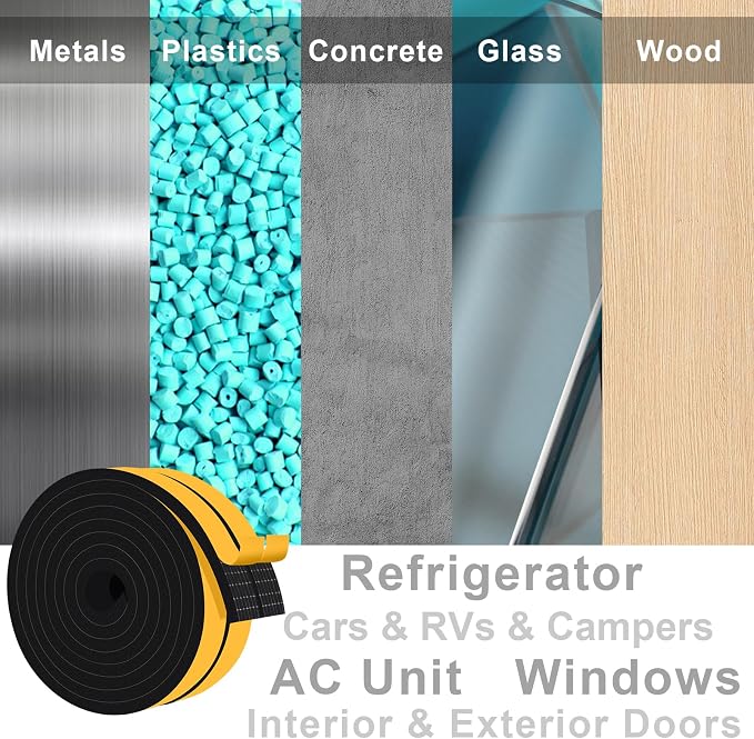 Foam Strips for AC & Doors, Blocks Drafts & Noise, Strong Adhesive | Reduces - Image 7