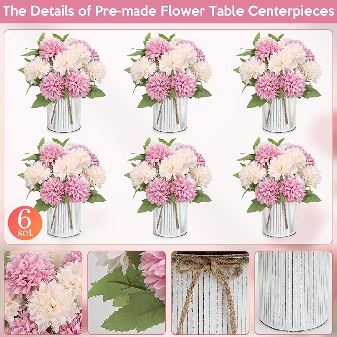 6 Set Pre-Made Flower Table Centerpieces - Image 5