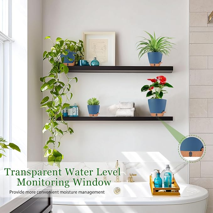 Self Watering Pots for Inoor Ourdoor Plants 8/7/6.5/6/5" Plastic Planters | - Image 7