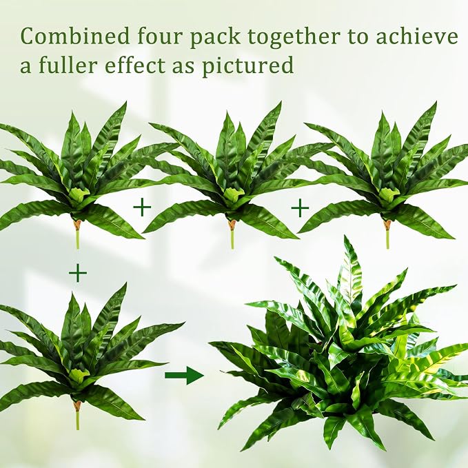 Fake Ferns, 2Planter 35in Outdoor Faux Plants UV Resistant, 3D Real Touch Fake - Image 4