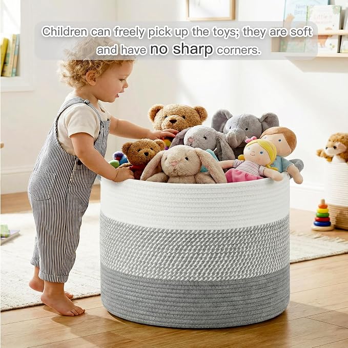Artfeel 70L Large Cotton Rope Basket, Decorative Woven Blanket Storage - Image 2