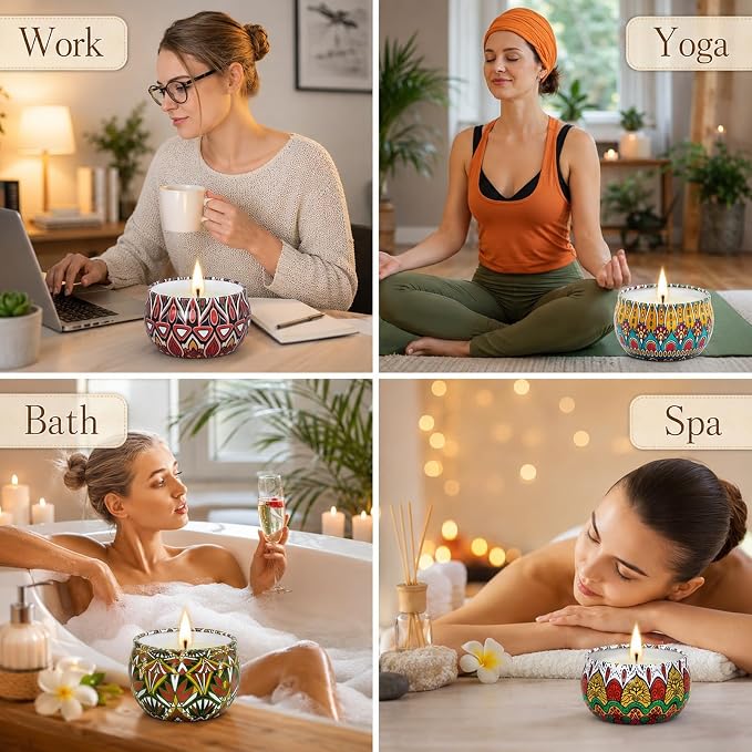 Scented Candles Gift Set, 18 Pack Soy Wax Blend Candles, 70 g Decorative Metal - Image 6