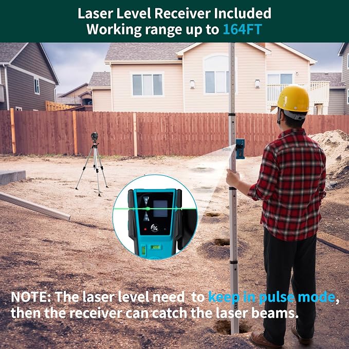 KEZERS Laser Level Set with Receiver, 4 x360 Self Leveling Laser Level with - Image 2