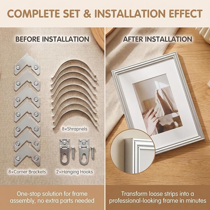 18PCS Silver Metal Photo Frame Hardware Accessories L Shaped Angle Bracket Flat - Image 5