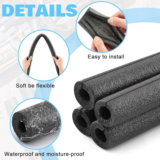 4 Pcs 3.3 Feet Foam Pipe Insulation Foam Tube Insulating Water Pipe Pool Swim - Image 3