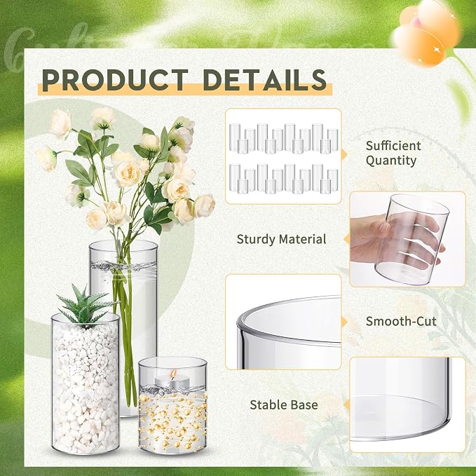 Nuogo 36 Pcs Plastic Cylinder Vases Tall Plastic Flower Vases - Image 3