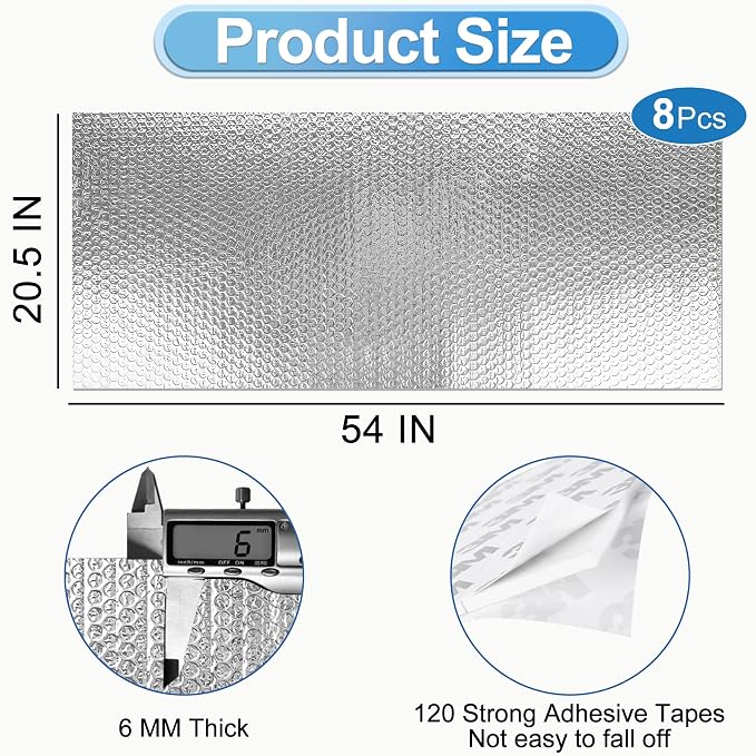 Garage Door Insulation Kit 8P Double Bubble Window Heat Insulation Panels - Image 3