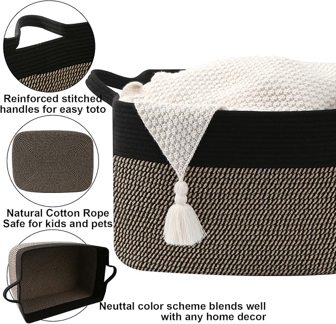 96L Laundry Basket with Handles, Extra Blanket Basket, Living Room - Image 3