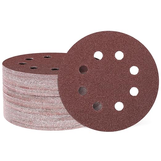 HARFINGTON 150 Pcs 5 Inch Sanding Discs 40 Grit Red Aluminum Oxide 8 Hole | by HARFINGTON