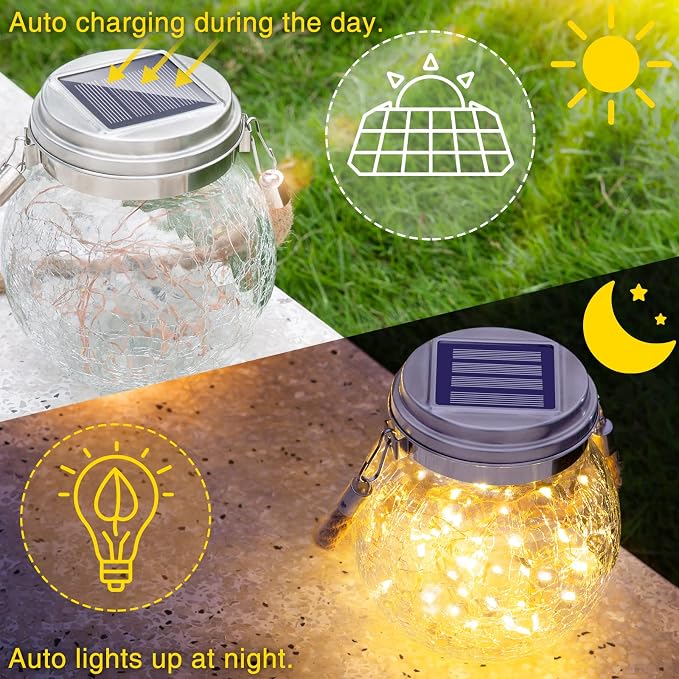 ROSHWEY 4 Pack Solar Lanterns Outdoor Waterproof, Gifts - Image 4