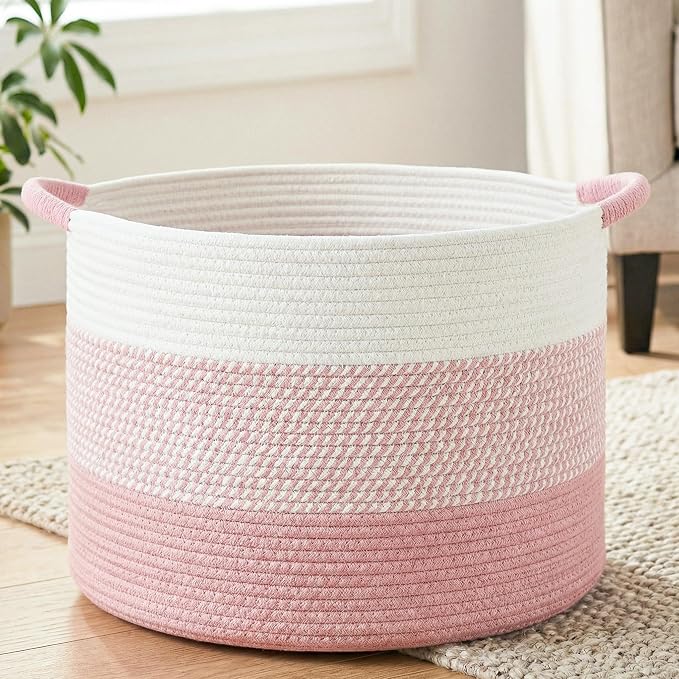 Artfeel 40L Large Cotton Rope Basket, Decorative Woven Blanket Storage by Artfeel