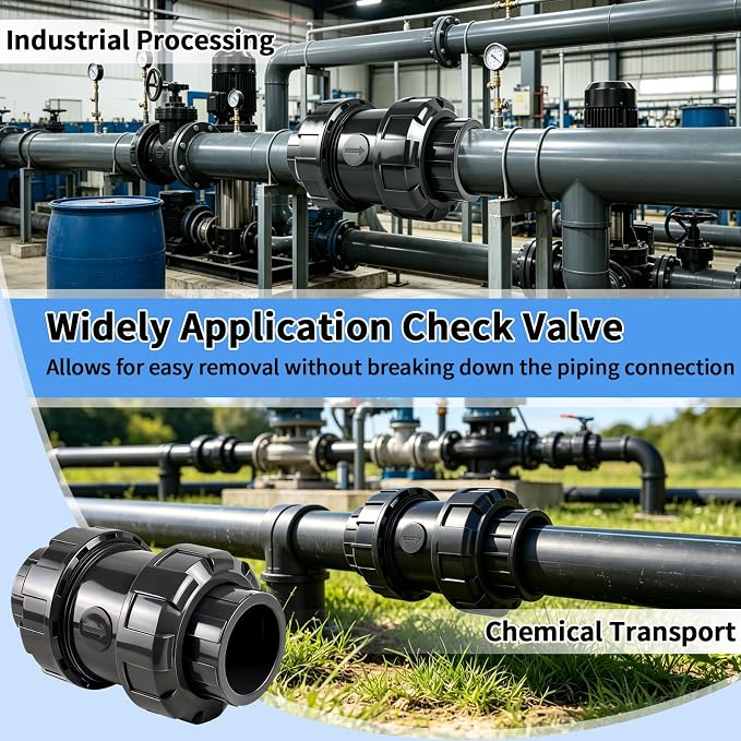 PVC True Union Check Valve, 3/4’’ Slip Swing Full Port Utility Check Valve - Image 7