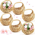6 Pack Flower Girl Basket with Handle, 6.7 x 6.5 x 4.3 Inch, Nature | Half Moon by Taiyin