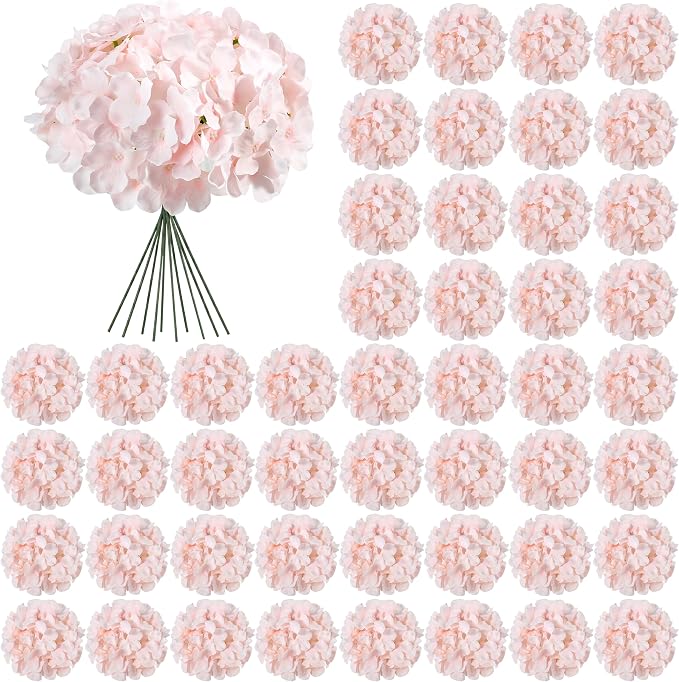Auihiay 64Pcs Pink Hydrangea Artificial Flowers Bulk, Silk Hydrangeas | by Auihiay