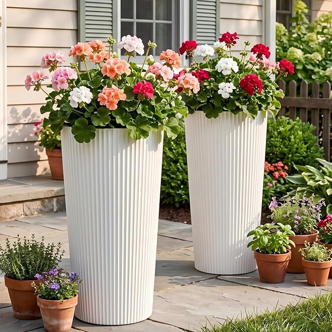 24" Tall Planters for Outdoor Plants Set of 2 - Image 7