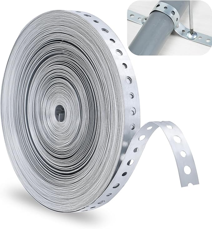 100 Feet 24-Gauge Galvanized Metal Pipe Strap, Galvanized Hanger Straps by Tobeelec