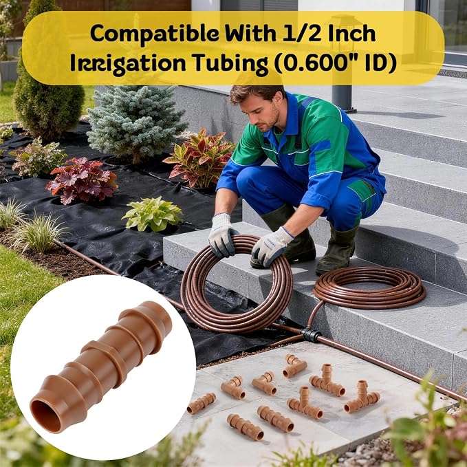 1/2" Drip Irrigation Barbed Coupling Fitting, 25 Pack Drip Irrigation Coupler - Image 6