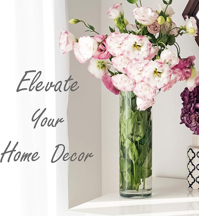 CYS Excel Clear Glass Cylinder Flower Vase, Elegant Hand-Blown Glass Wedding - Image 8