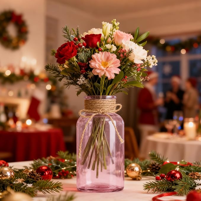 12 Pack Mason Jar Vases for Centerpieces, Wide Mouth Mason Jars - Image 7
