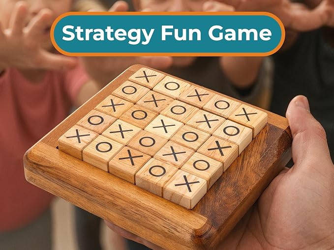 BSIRI Pushing Me Wooden Tic Tac Toe Game- Tabletop Board Games - Image 9