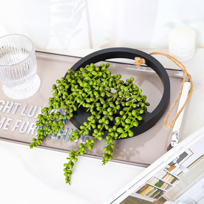 2pcs Artificial Succulents Hanging Plants 12.2'' Fake String of Pearls in Pot - Image 8