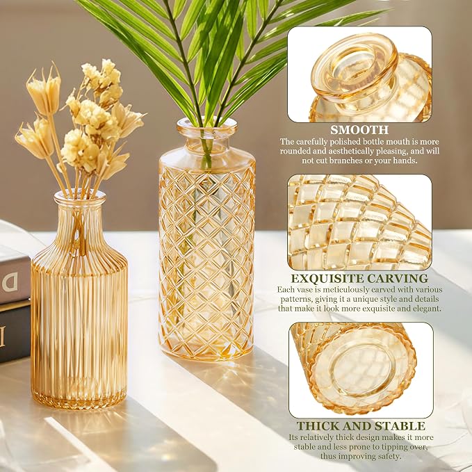 12 Pcs Clear Bud Vases Set, Small Vintage Glass Clear Bud Flower Vases Bulk - Image 7