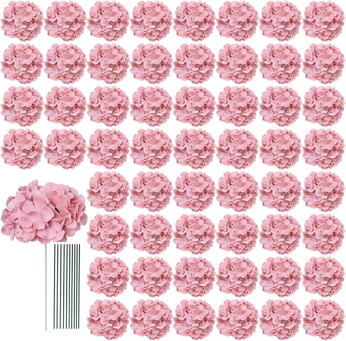 AVIVIHO 65pcs Fake Flowers Dusty Pink Hydrangea Artificial Flowers Bulk Silk by Aviviho