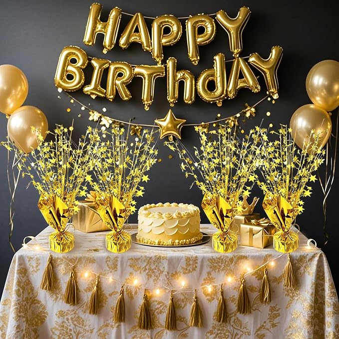 12 Pcs Metallic Foil Spray Centerpiece Party Star Table Decoration Brust - Image 5