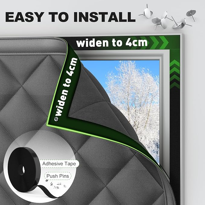 Thermal Window Cover for Winter, Curtain Size 38" X 62" Prevent Cold Air - Image 6