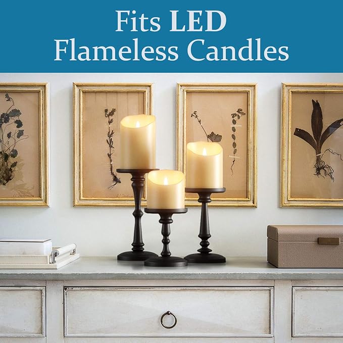 Candle Holders Set of 3 Matte Black, Holds Candles up to 4", - Image 4
