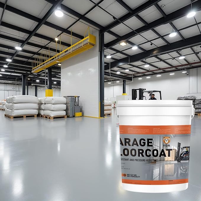 YOA Professional Concrete Garage Floor Paint, Acrylic Resin Coating, Light Gray - Image 7