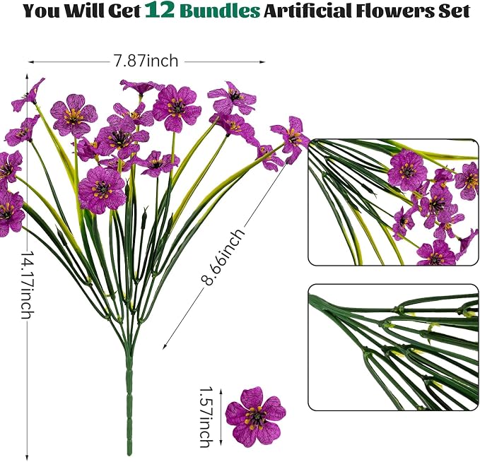 Lnoicy 12 Pcs Artificial Flowers - Image 2