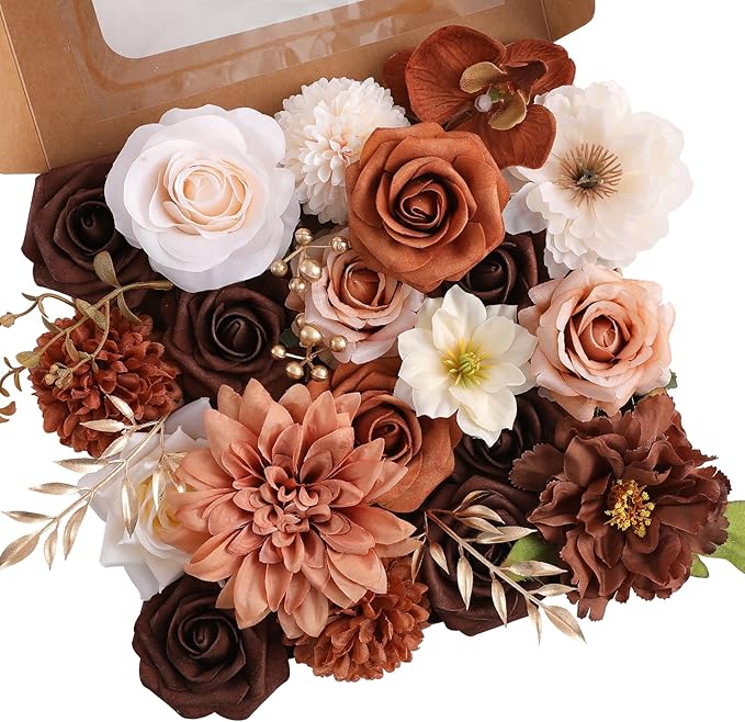 Artificial Flowers Fake Rose Flowers Dahlia by FloweroyalCrafts