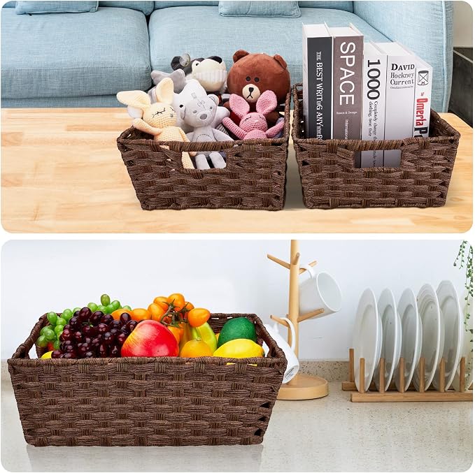 Onlytak Large Wicker Storage Basket, Metal Frame, Washable Waterproof, Woven - Image 6