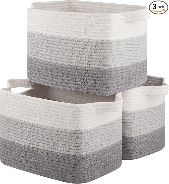 OIASKET Storage Baskets for Organizing, Woven Baskets for Shelves, Rectangle by OIASKET
