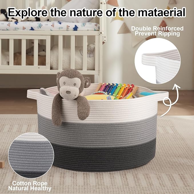 OIAHOMY 90L Extra Large Blanket Basket - Image 5