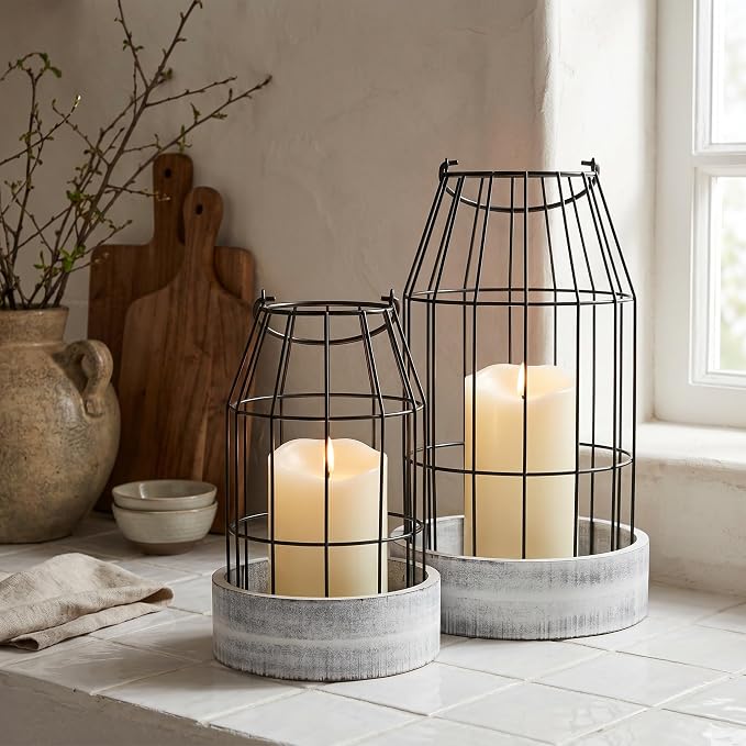 Rustic Farmhouse Lantern Decor Set of 2 - Image 4